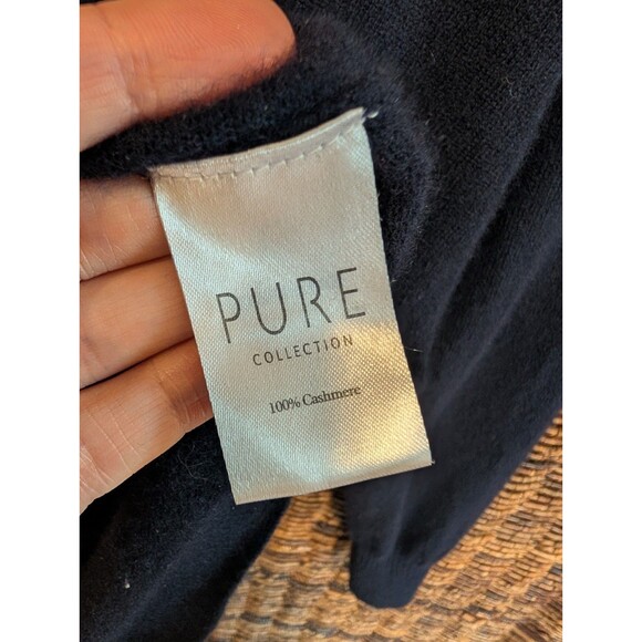 Pure Collection 100% Cashmere V Neck Sweater Women 8 / 10 Long Blue Minimalist - Picture 5 of 9